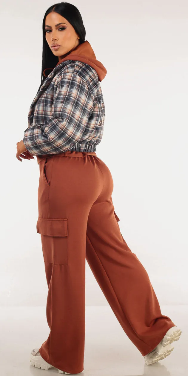 Plaid Pullover Cargo Pants Trio