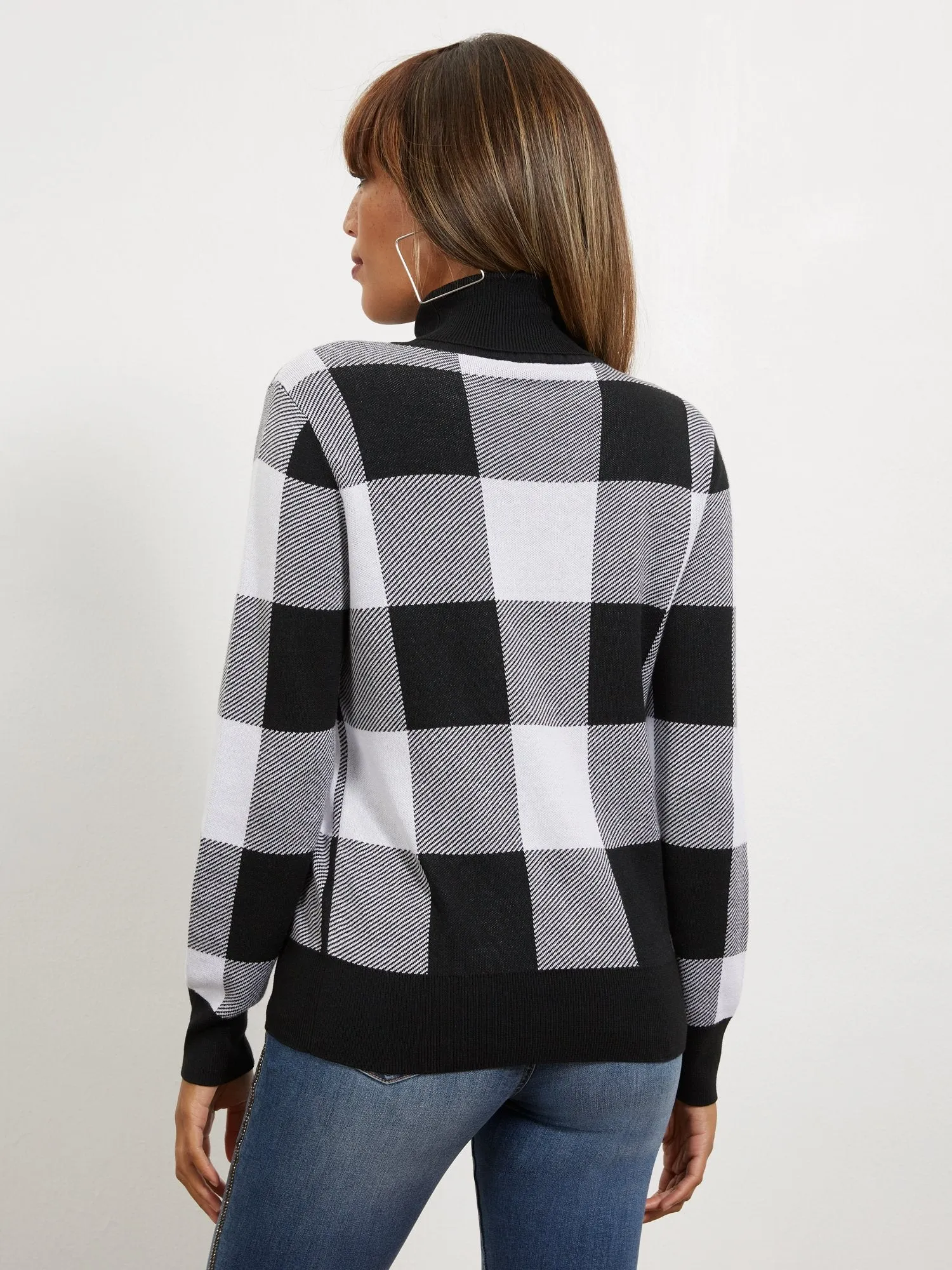 Plaid Turtleneck Pullover Sweater