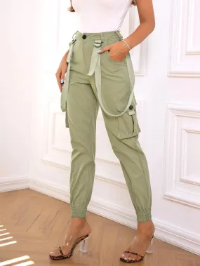 Plain Casual Flap Side Pocket Cargo Pants