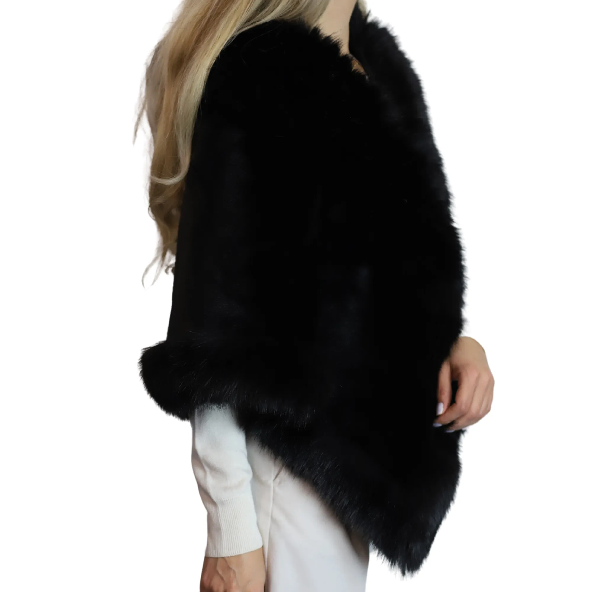 Plush Faux Fur Wrap - Black