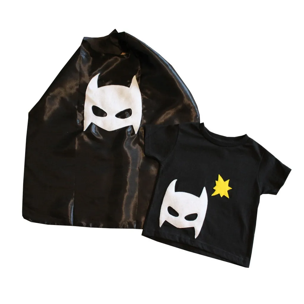 Pow - Superhero Tee & Cape Combo - Black