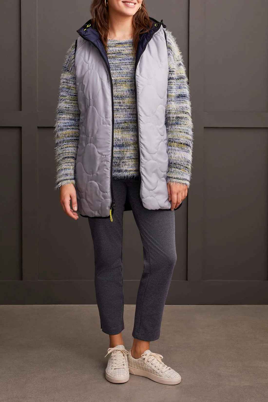 Puffer Vest - Reversible Hooded with Hi-Low Hem (Night Sky)