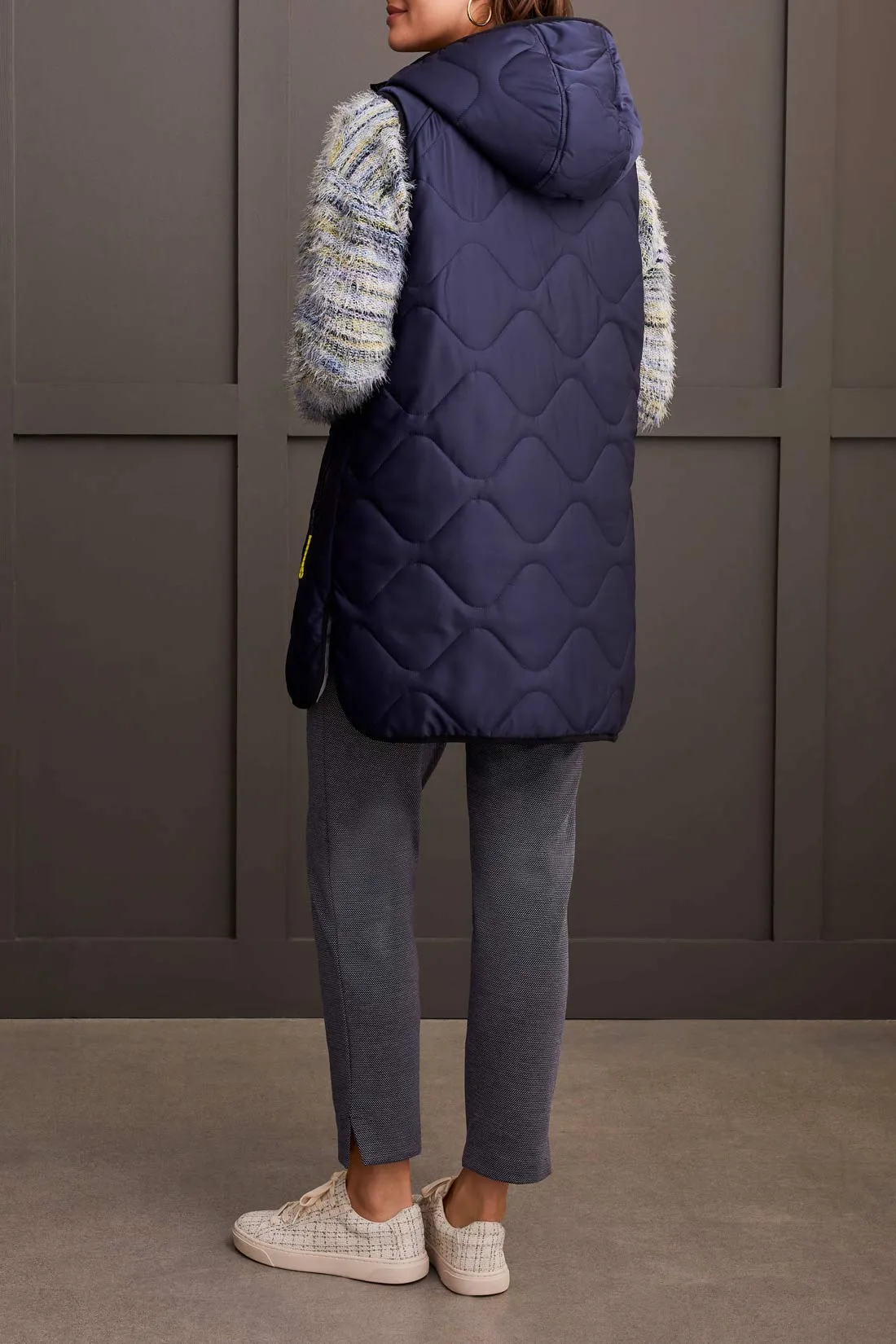 Puffer Vest - Reversible Hooded with Hi-Low Hem (Night Sky)