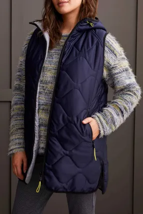 Puffer Vest - Reversible Hooded with Hi-Low Hem (Night Sky)