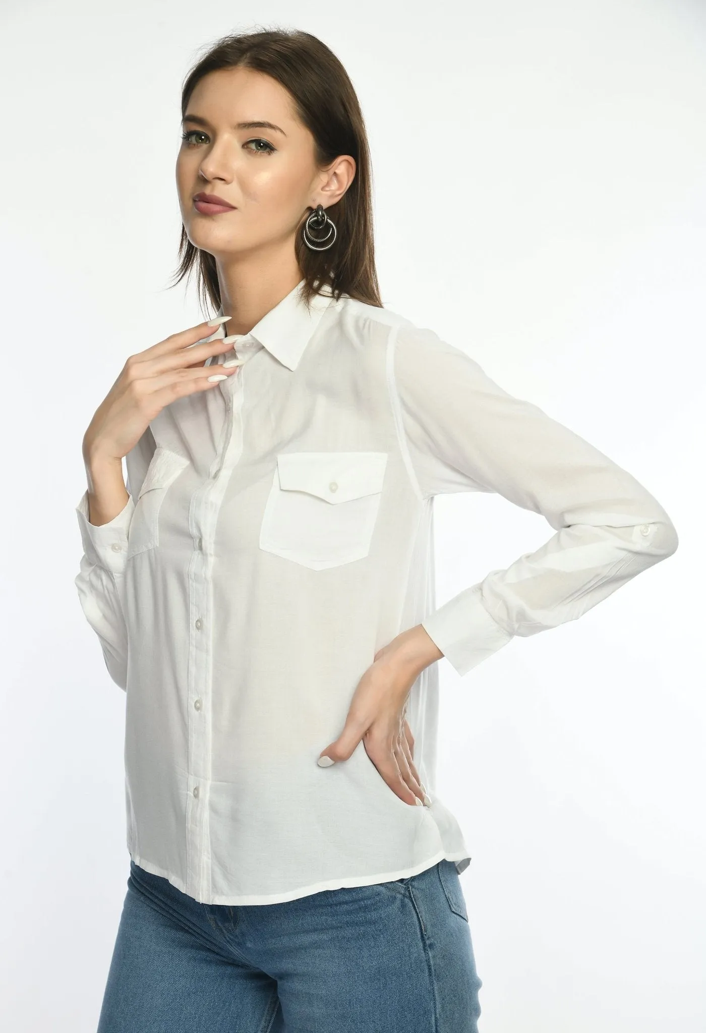 Pure Viscose solid casual shirt