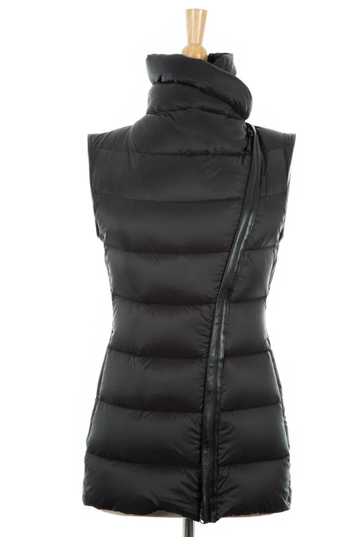 Qeren Convertible Puffer Jacket With  Leather Trim