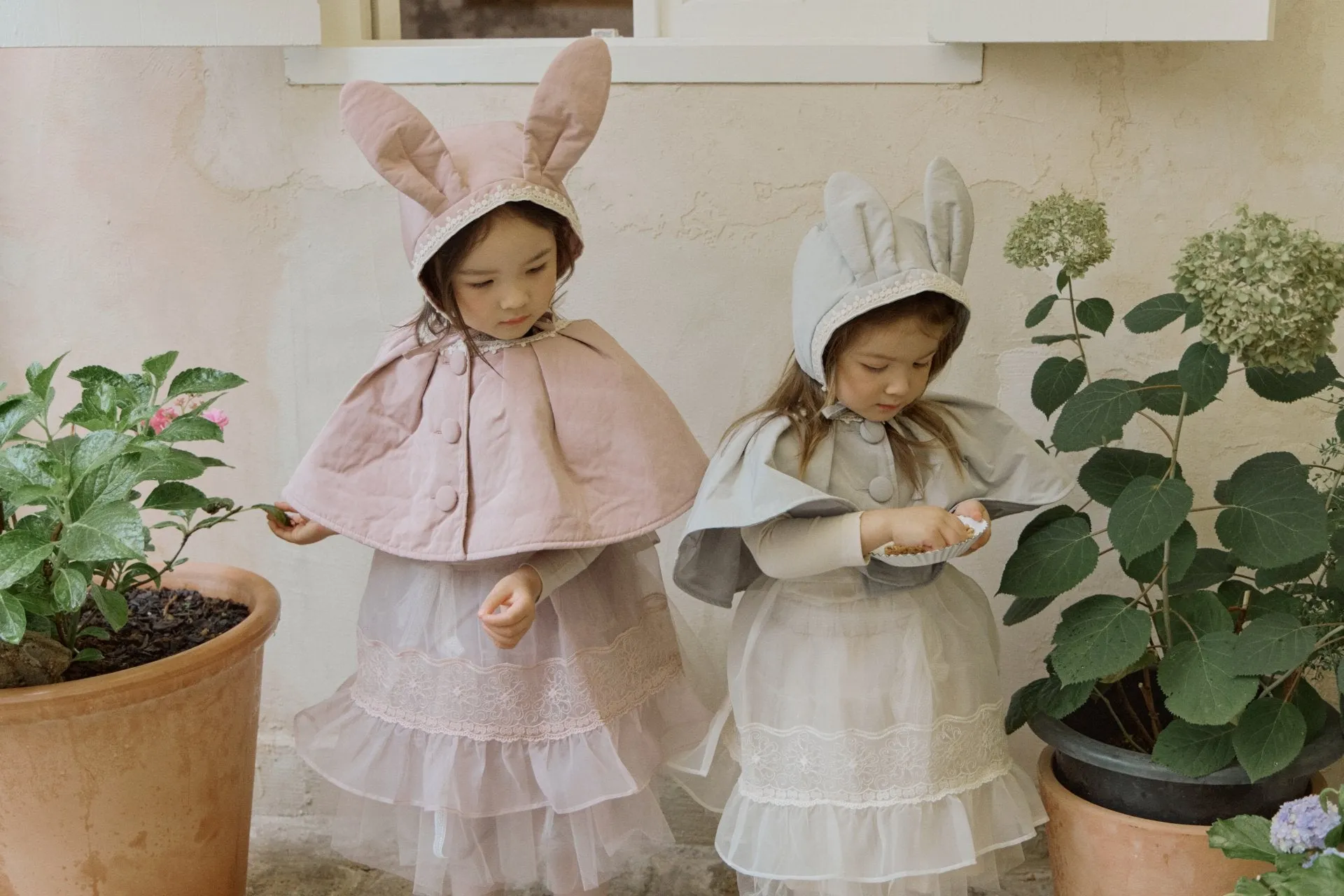 Rabbit Bonnet and Cape Set__Mint Blue