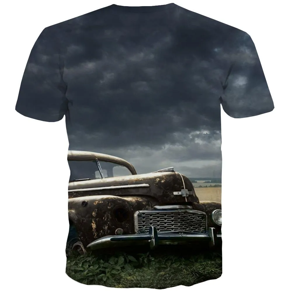 Racing Car T shirts Men Metal Tshirt Anime City Tshirts Cool Gray Tshirts Casual Retro Tshirts Novelty