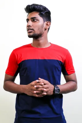 Red & Navy Blue Half Sleeve T Shirt