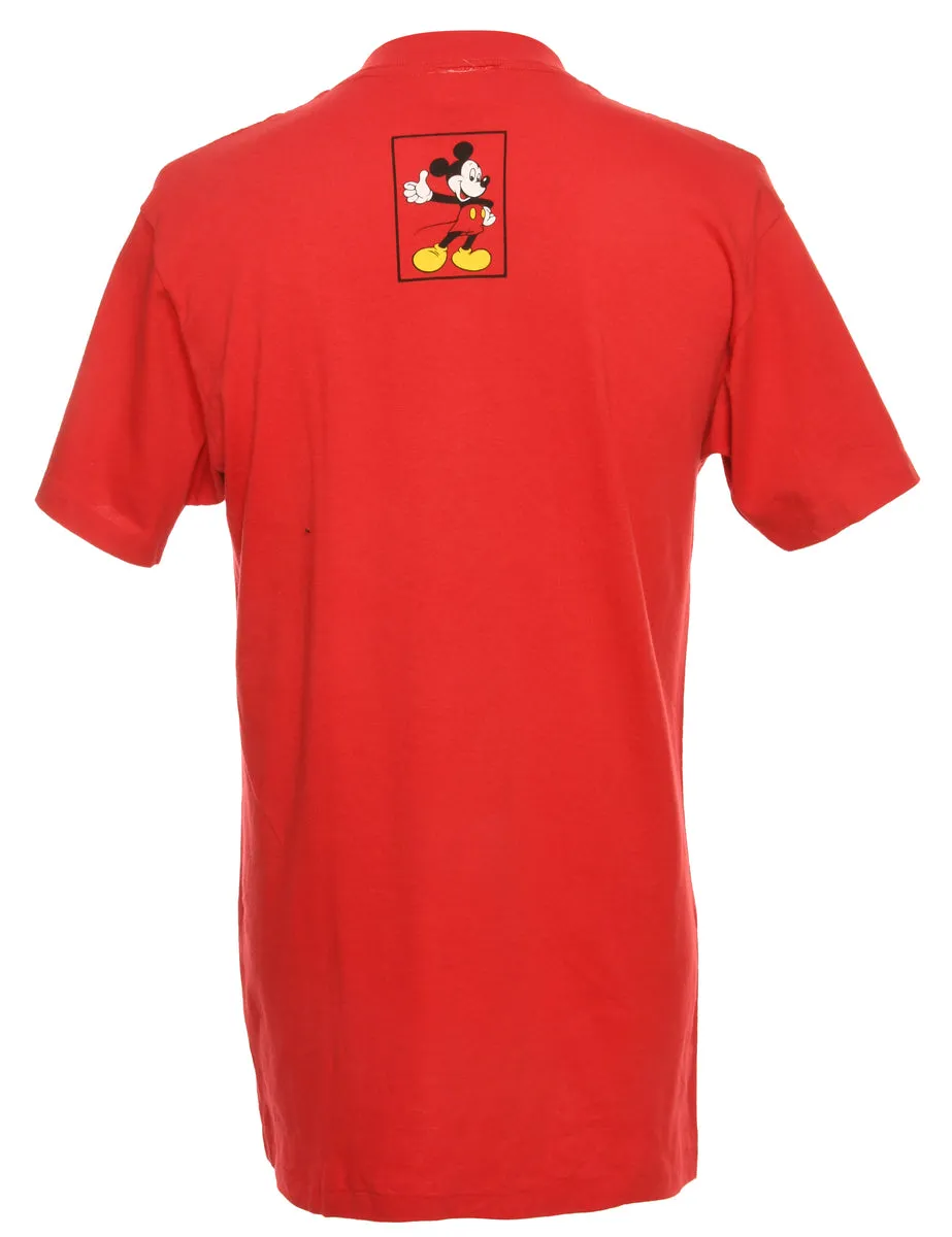 Red Disney Mickey Mouse Printed T-shirt - M