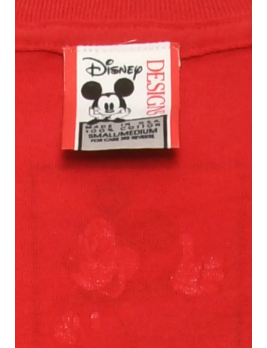 Red Disney Mickey Mouse Printed T-shirt - M