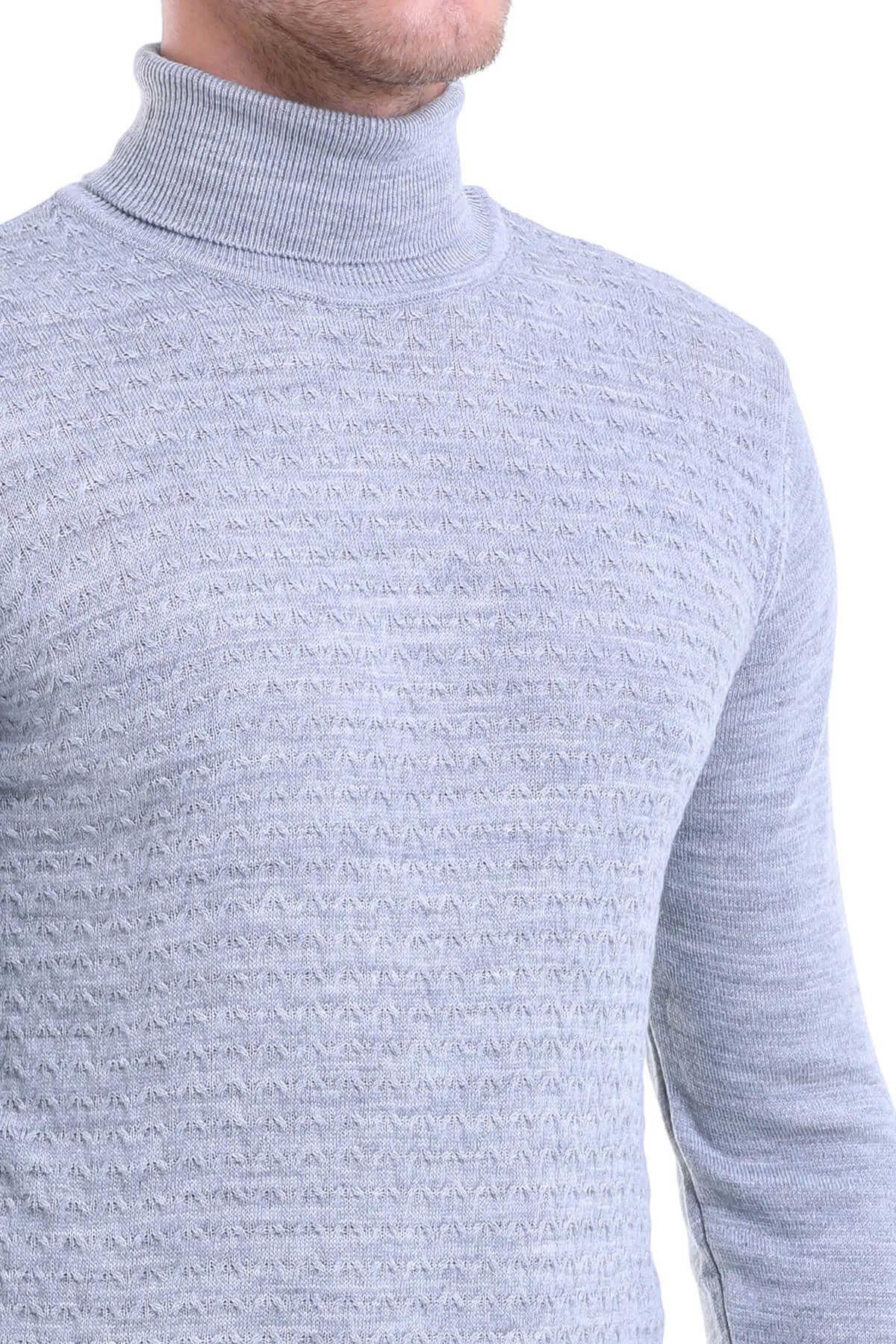 Regular Fit Gray Turtleneck Sweater