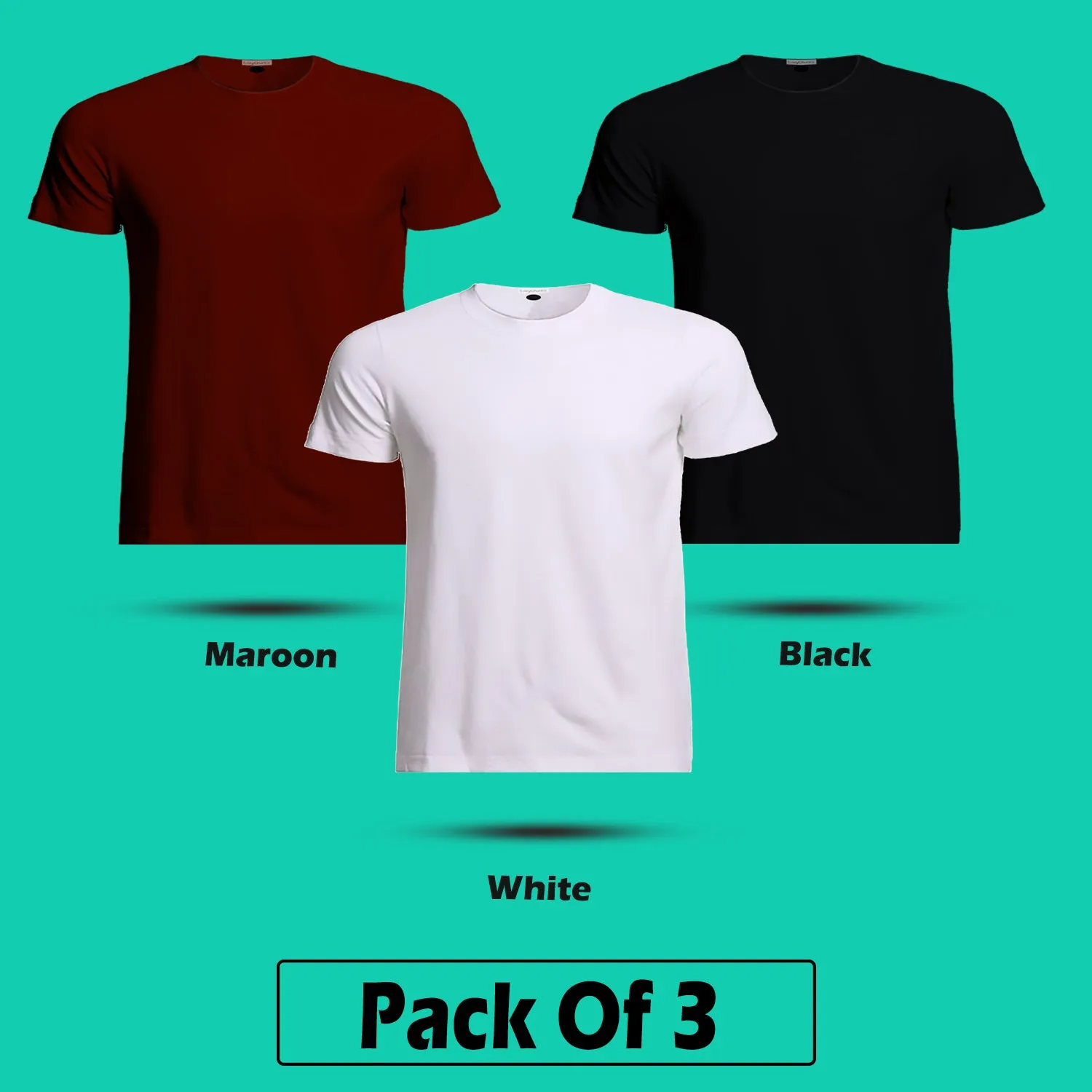 Regular Fit Men's Cotton Half Sleeve Round Neck Plain T Shirt Combo (Pack Of 03) By LazyChunks