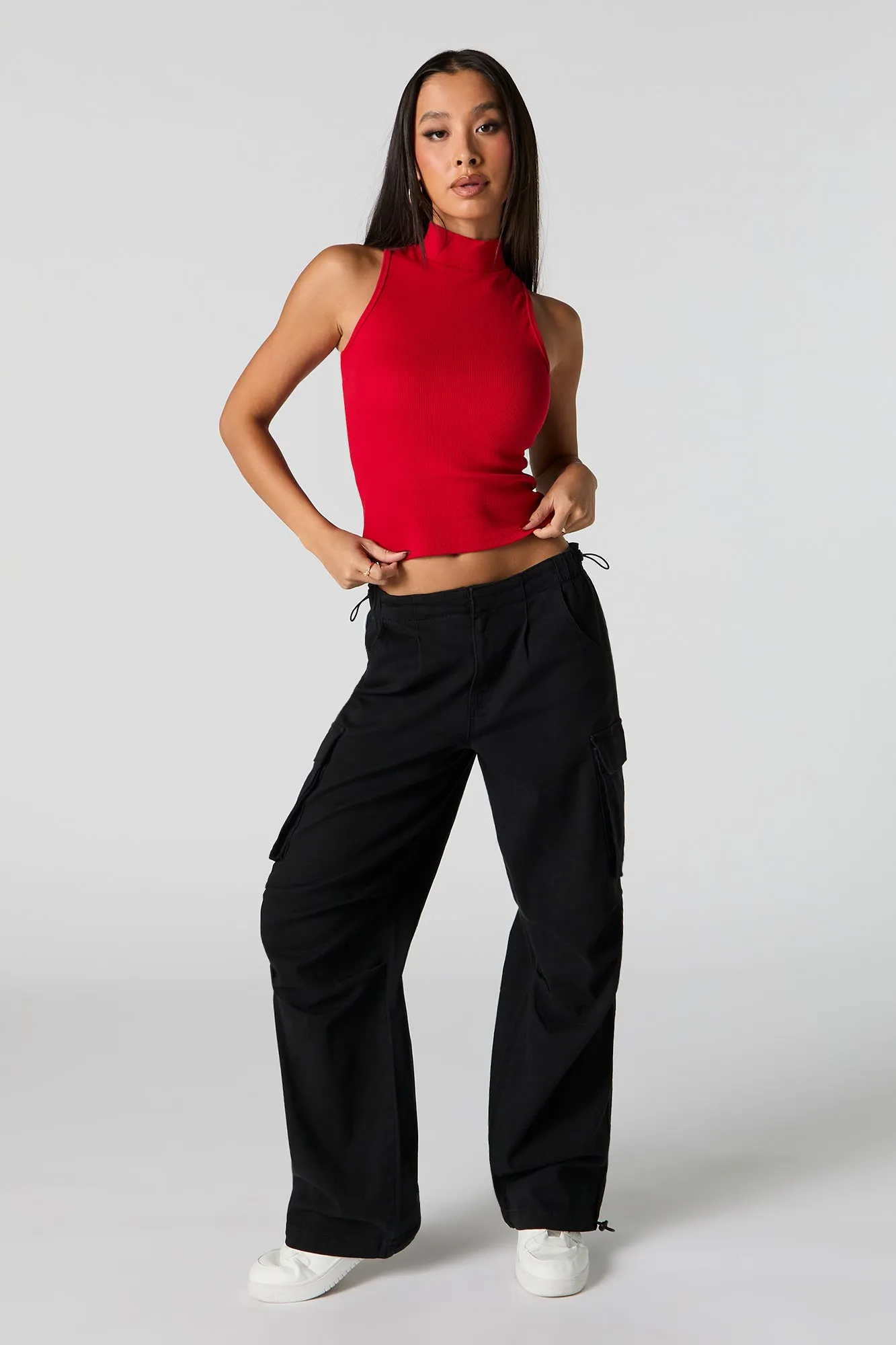 Ribbed Turtleneck Cropped Tank