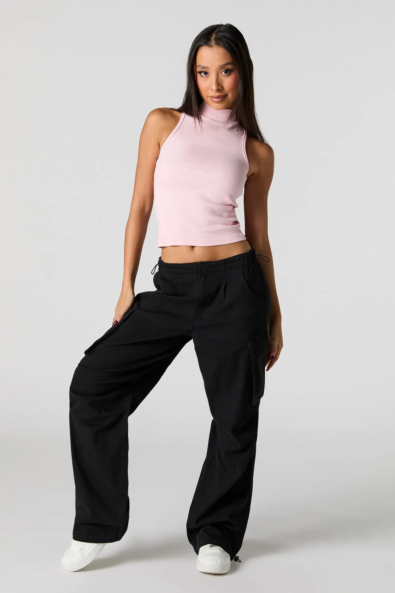 Ribbed Turtleneck Cropped Tank