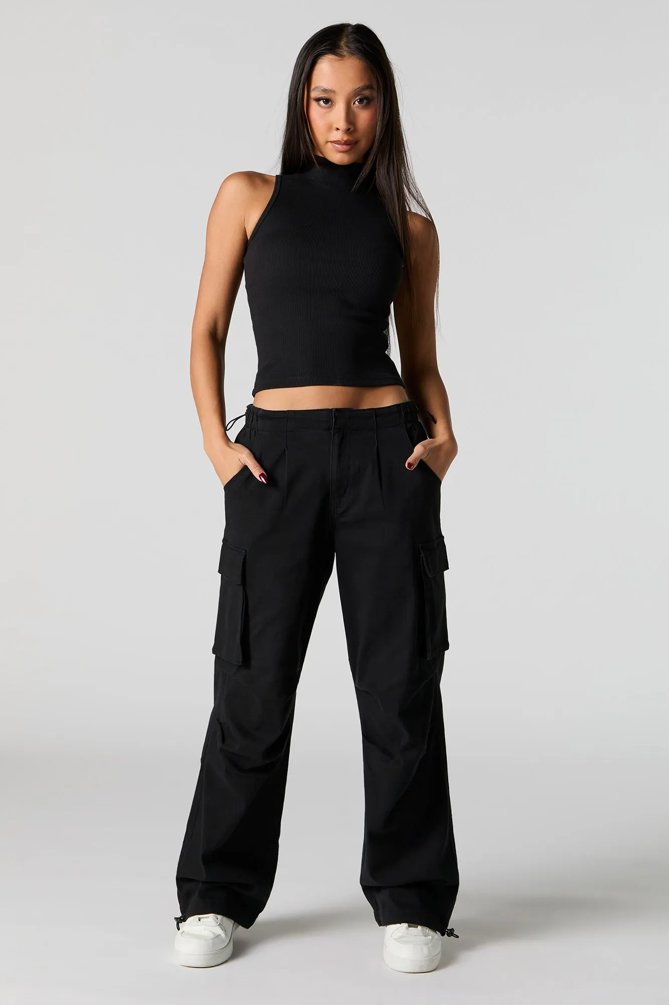 Ribbed Turtleneck Cropped Tank