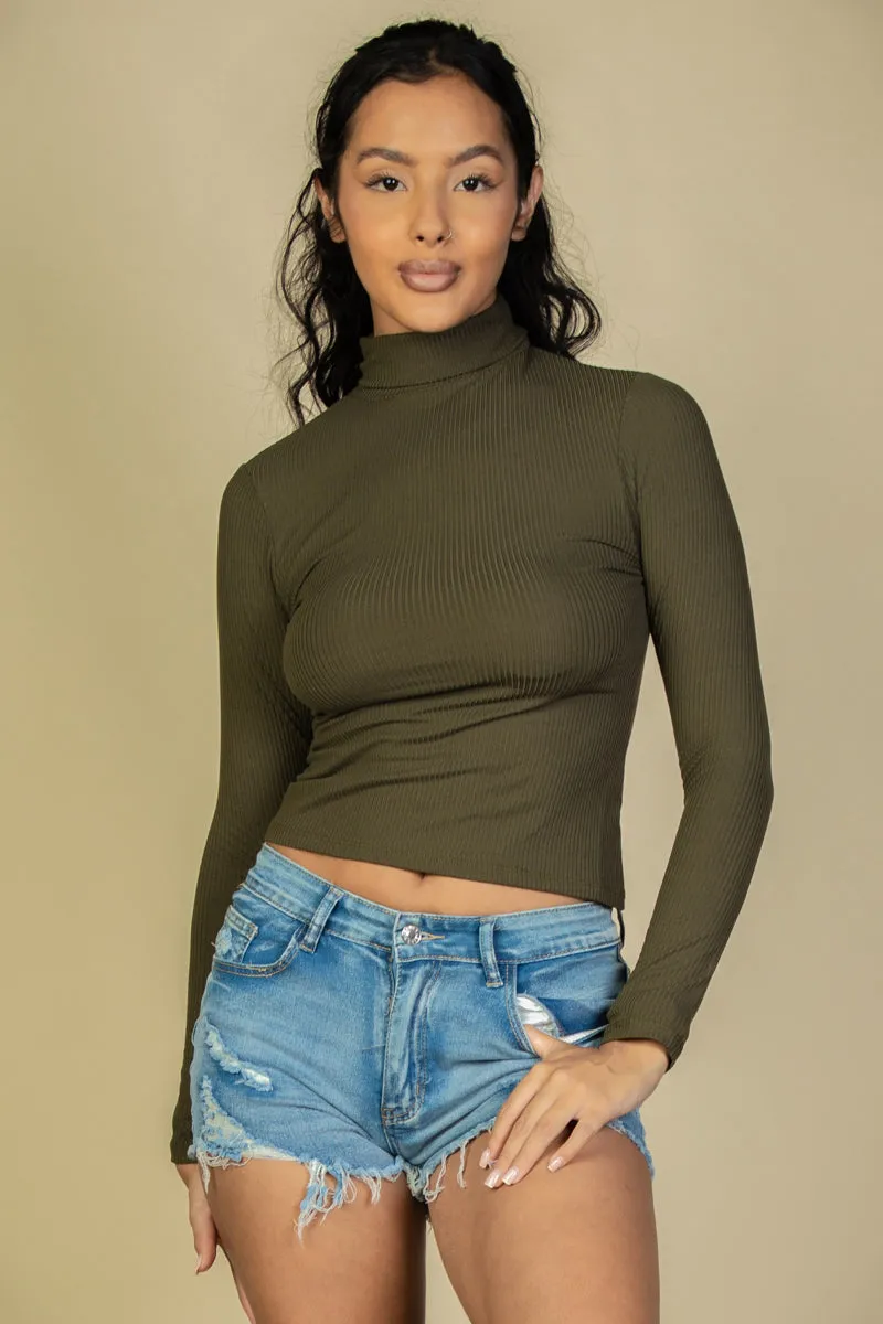 Ribbed Turtleneck Long Sleeve Top (CAPELLA)