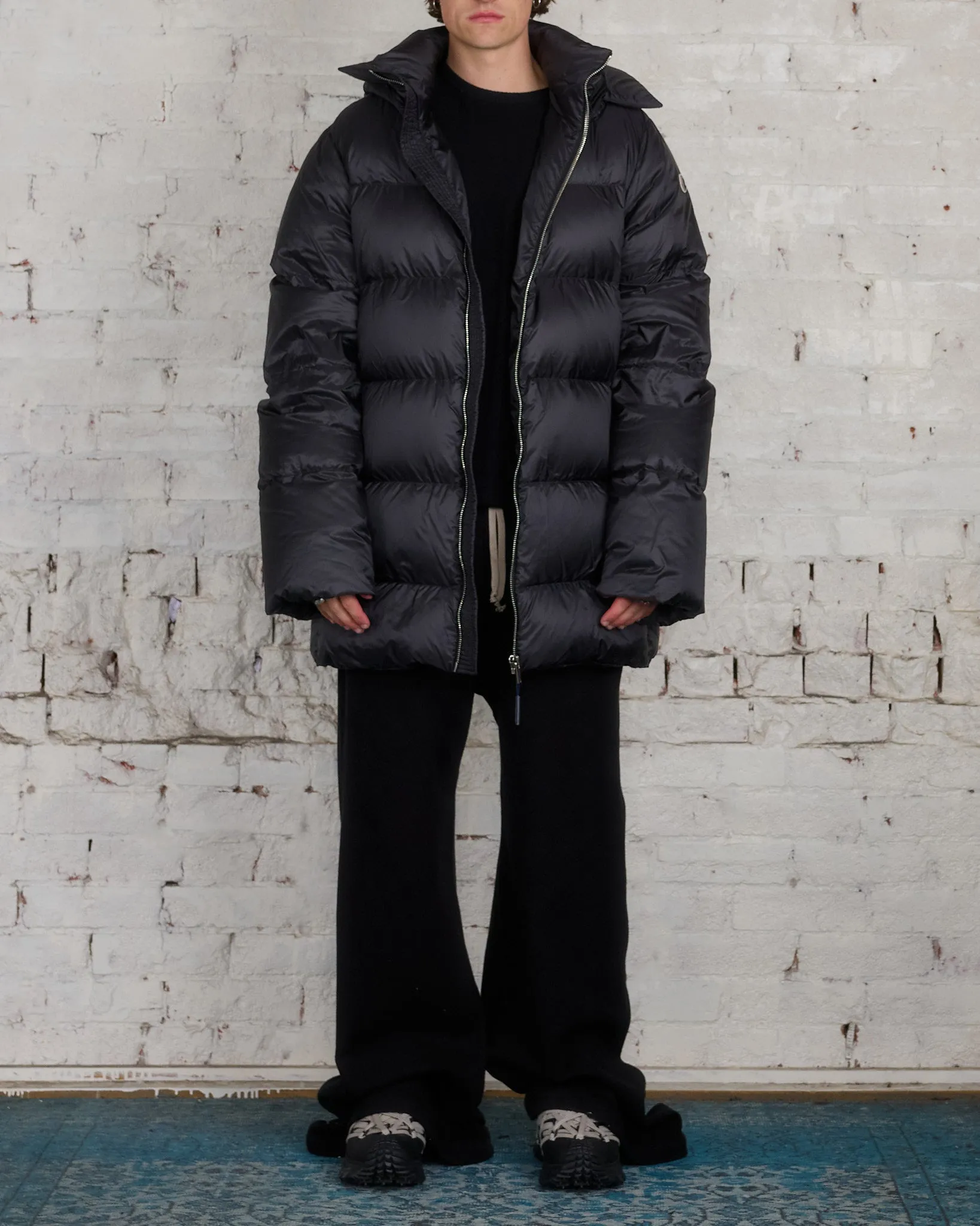 Rick Owens Moncler Hooded Cyclopic Coat Black