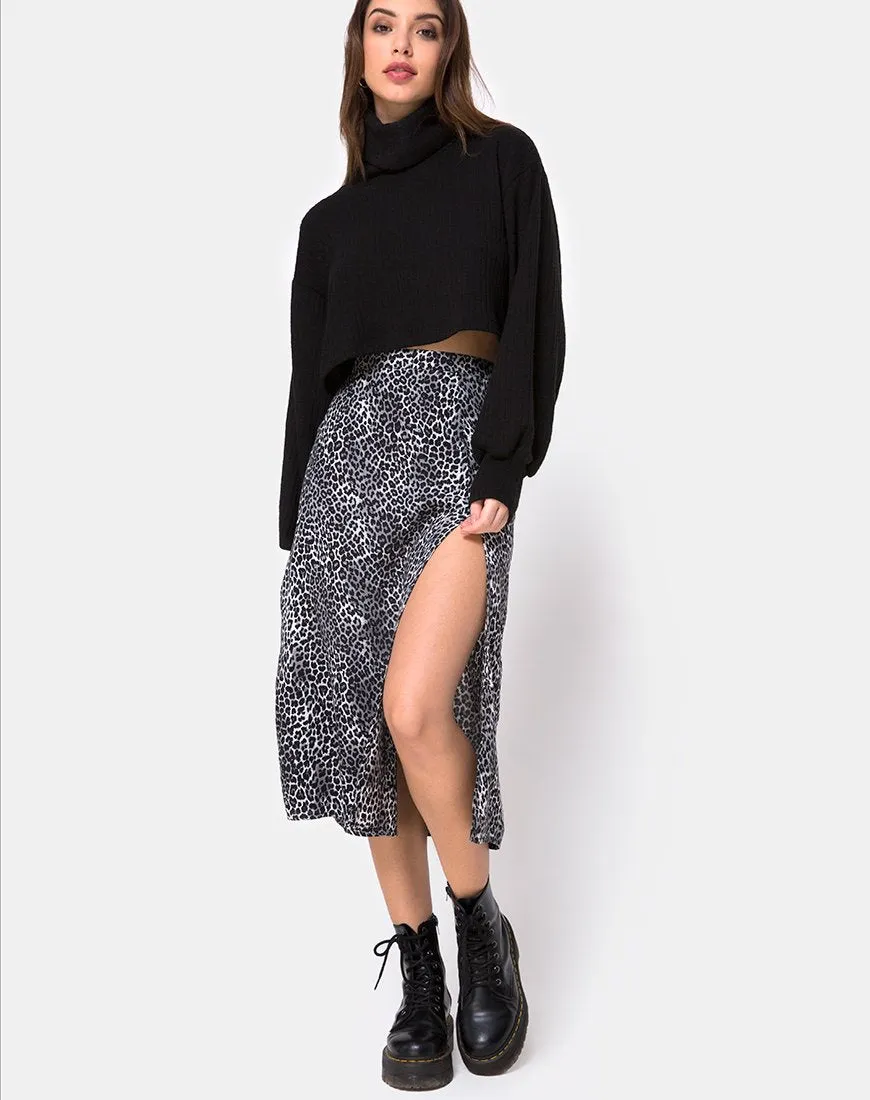 Saika Midi Skirt in Rar Leopard Grey