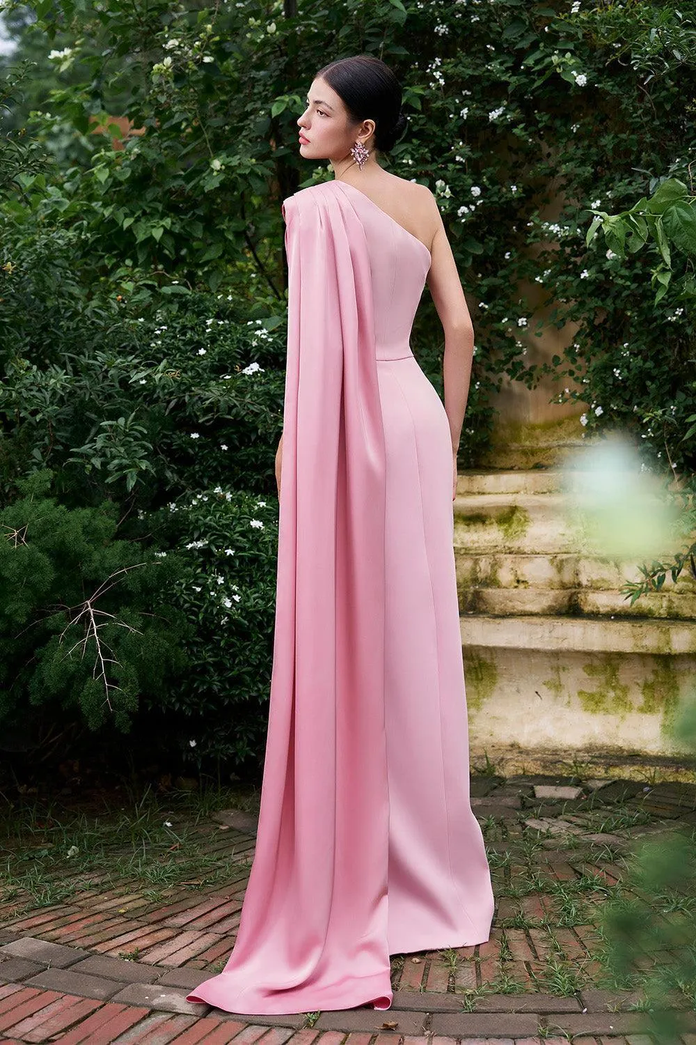 Sandoval Sheath Extended Flap Silk Crepe Floor Length Dress