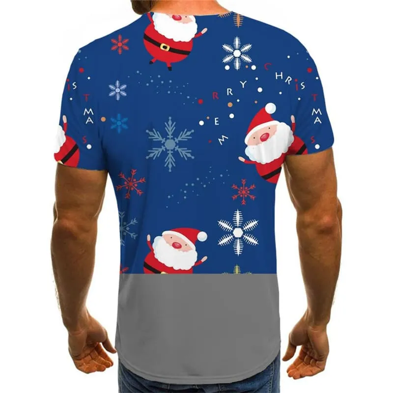 Santa Claus T shirts Men Christmas Tshirt Anime New Year Tshirts Casual Snowflake Tshirt Printed