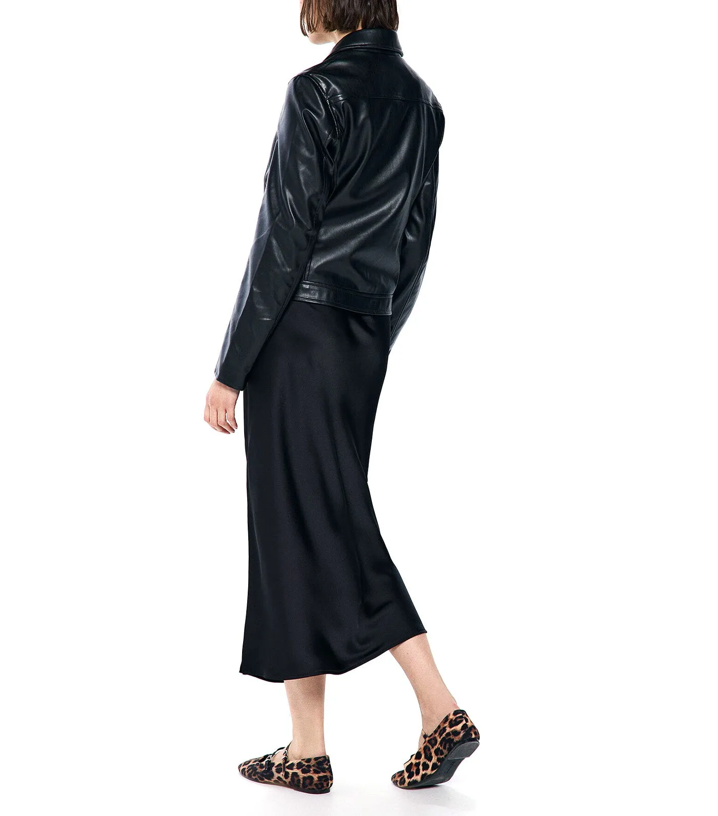 Satin Midi Skirt Black