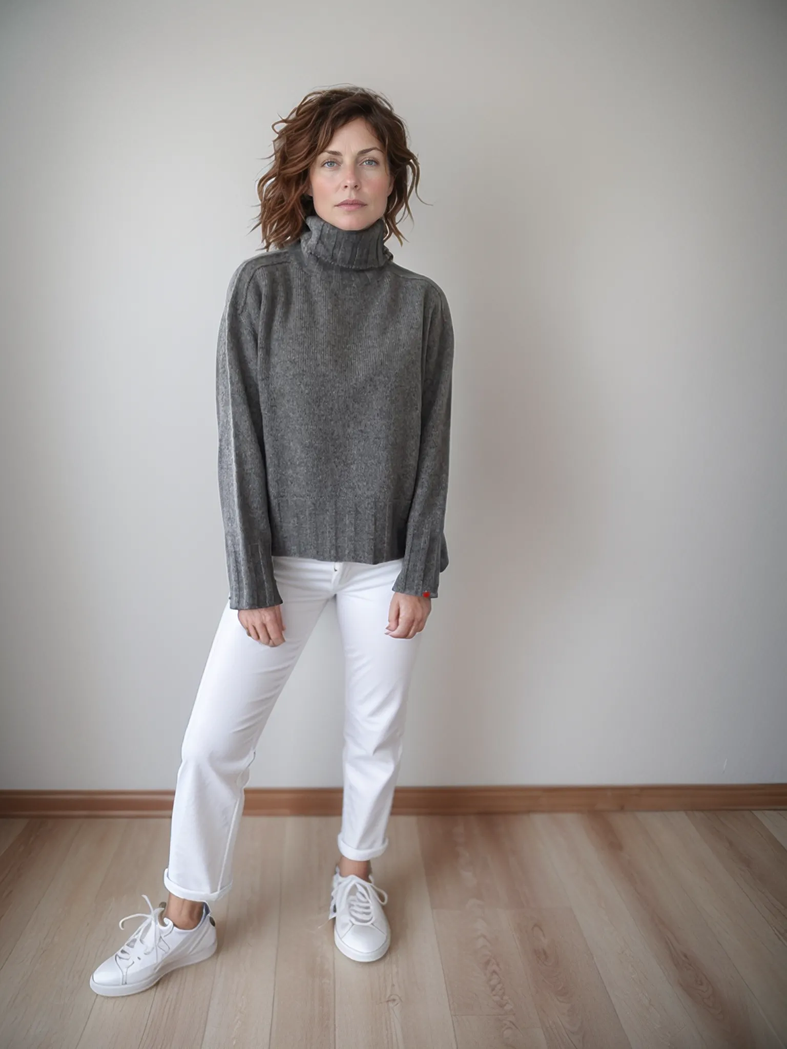 Selene - Turtleneck with wide ribbing on the bottom in Wool