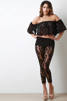 Semi-Sheer Burn Out Mesh Leggings