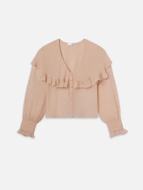 Sheer Ruffle Blouse -- Light Petal