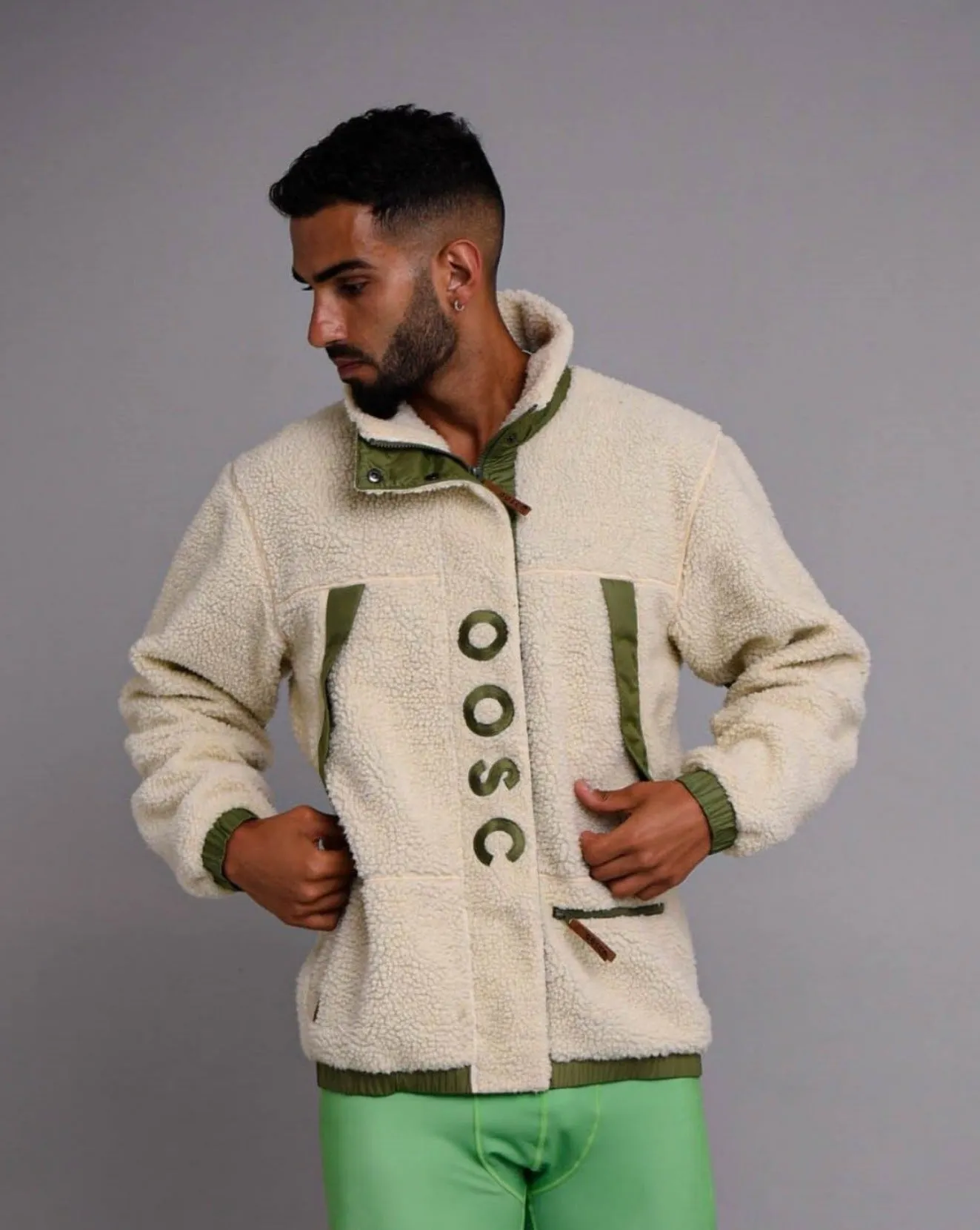 Sherpa Fleece Jacket Cream / Khaki - Men's