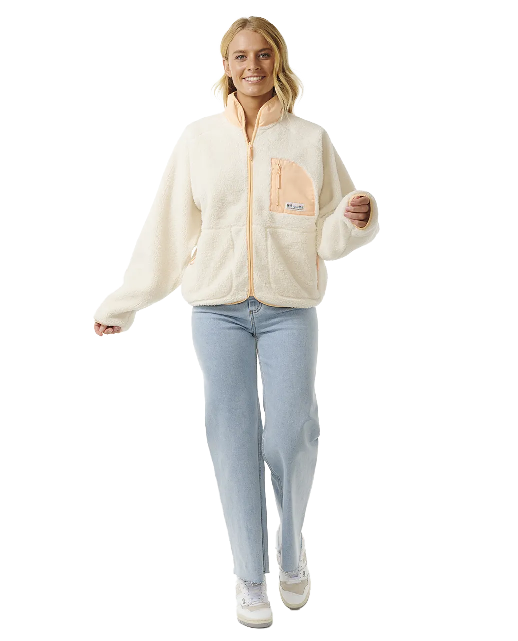 Shore Break Zip Fleece Jacket in Off White