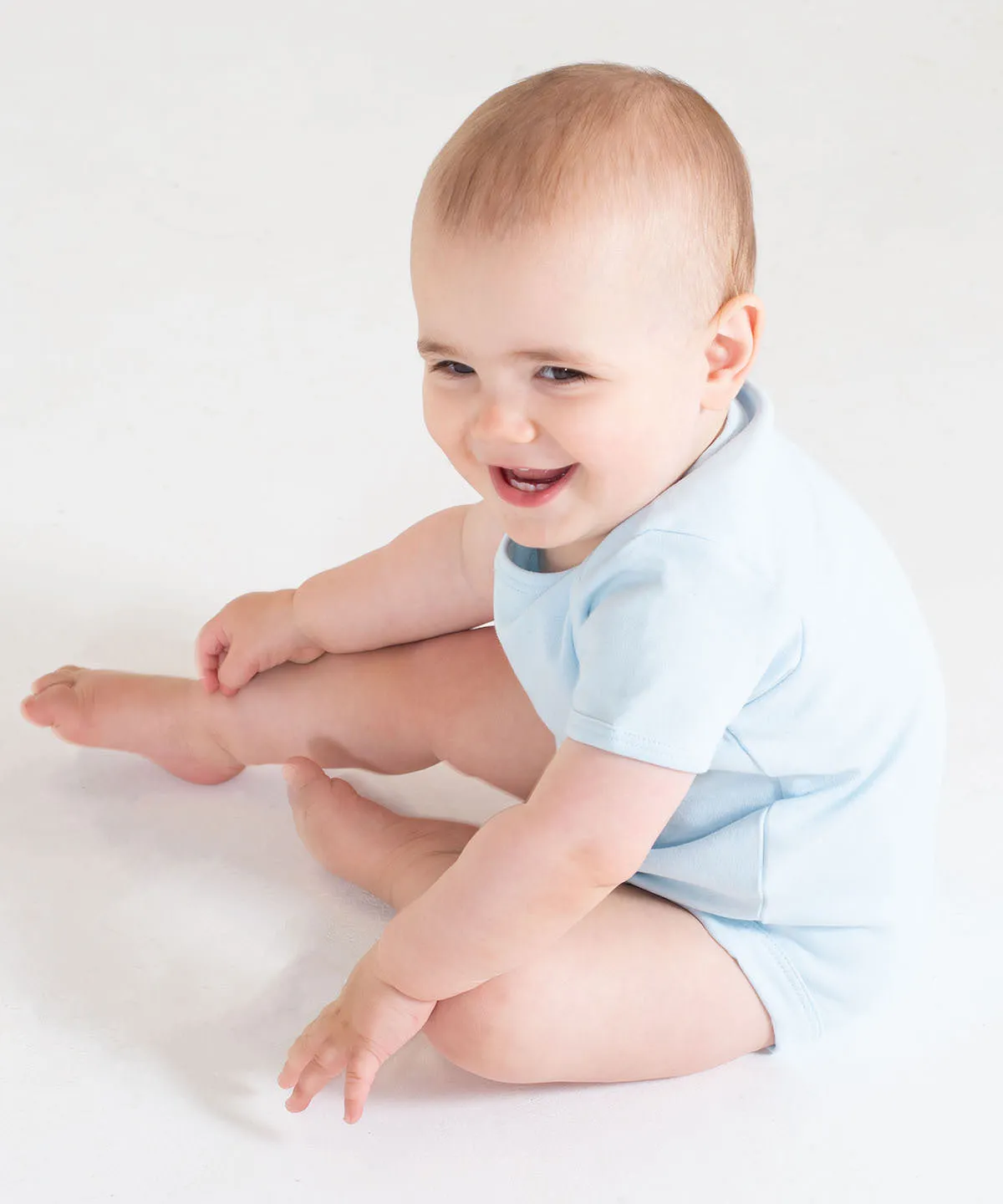 Short-sleeved bodysuit with envelope neck opening | Pale Blue