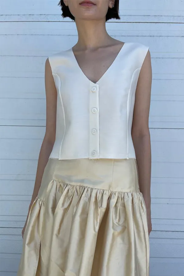 Silk Garden Skirt in Cream