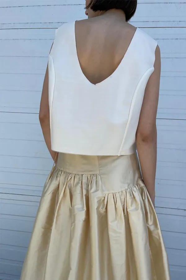 Silk Garden Skirt in Cream