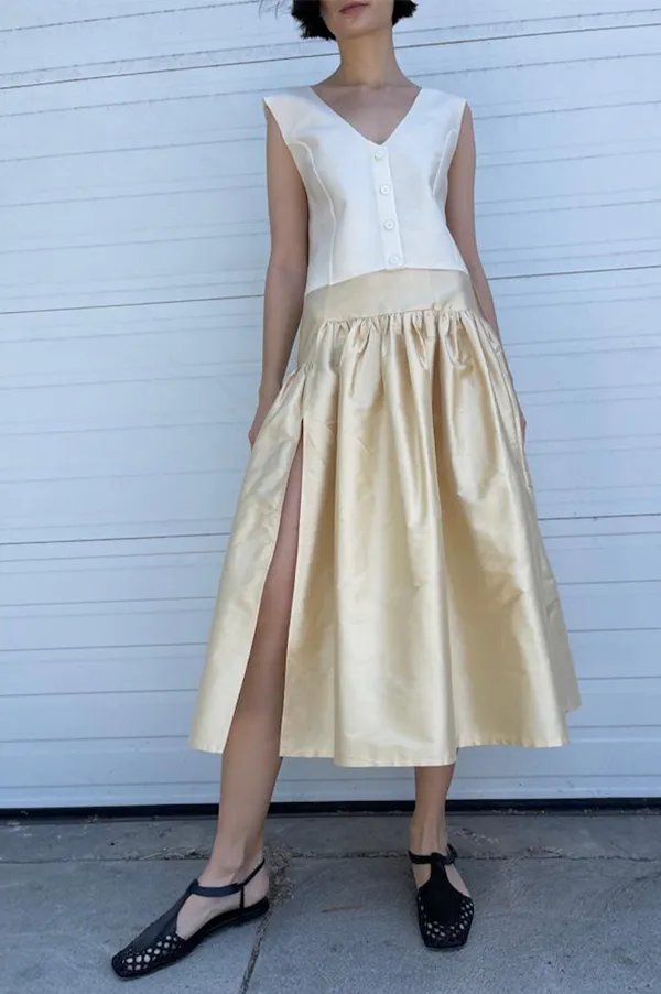 Silk Garden Skirt in Cream