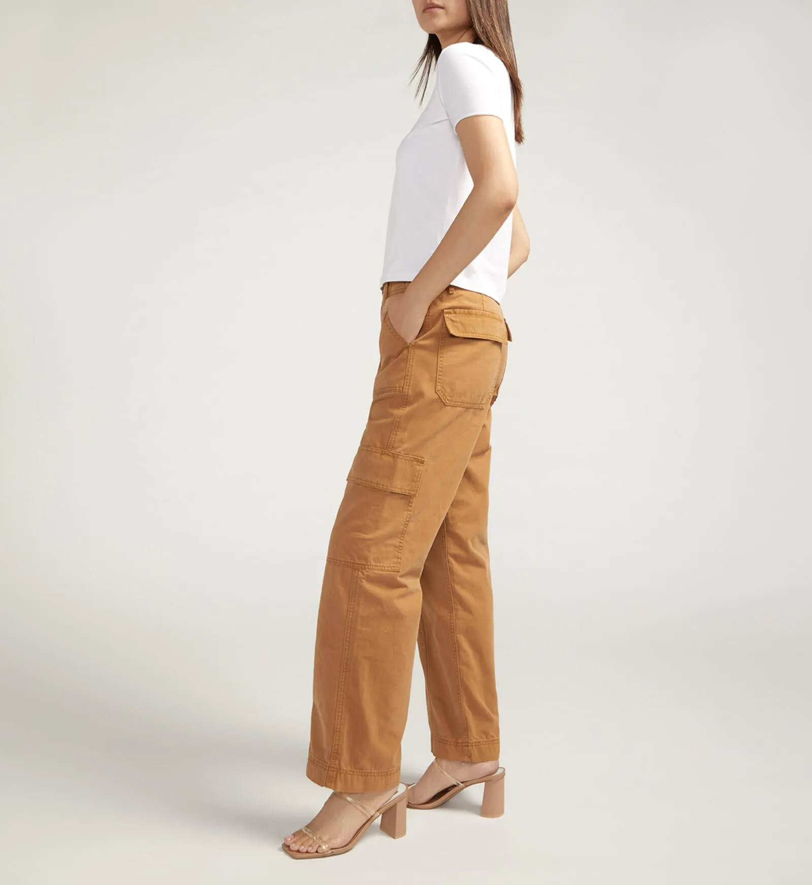 Silver Jeans Women's Wide Leg Utility Cargo Pant - Camel