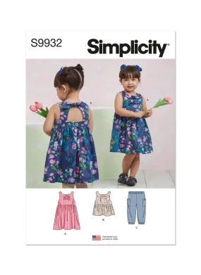 Simplicity Pattern 9932 Toddlers' Dress, Top and Pants