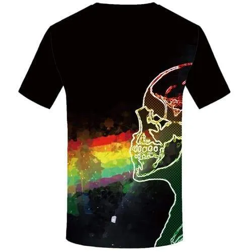 Skull T shirts Men Rainbow Tshirt Printed Black Tshirt Anime Colorful Shirt Print Graffiti Tshirts Novelty Short Sleeve