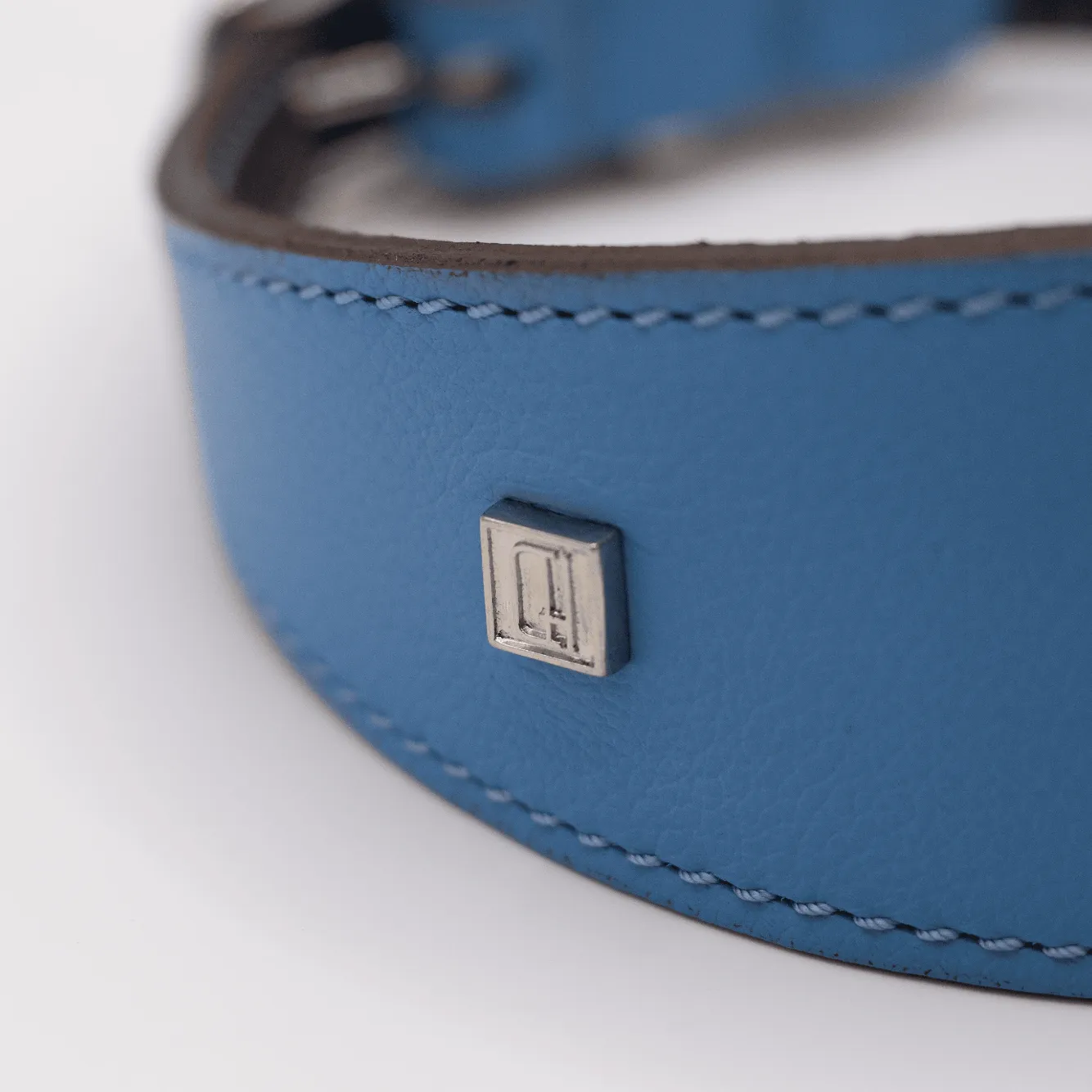 Soft Leather Hound Collar Blue