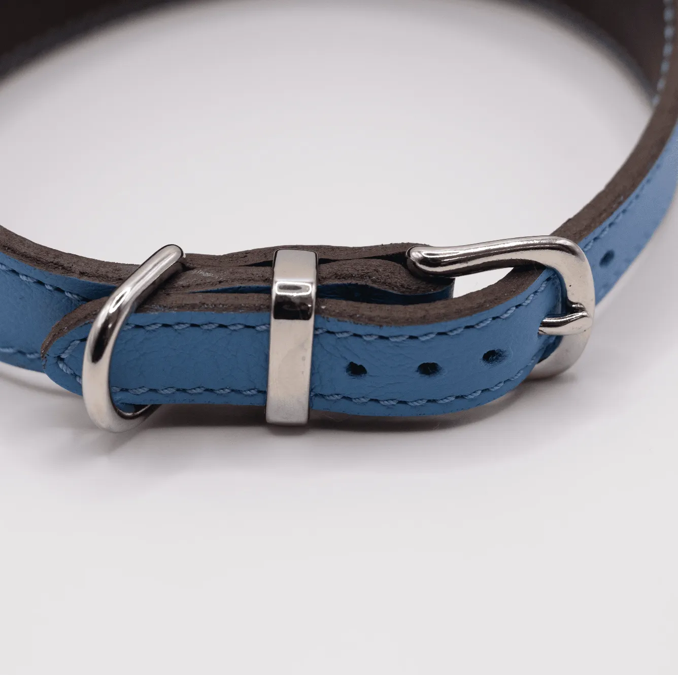 Soft Leather Hound Collar Blue