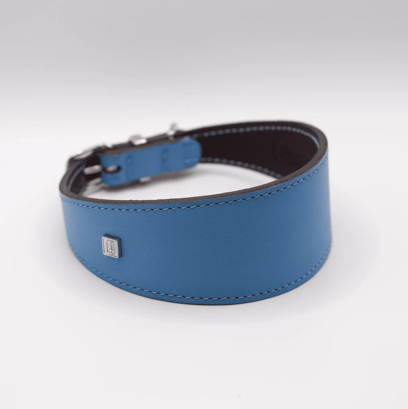 Soft Leather Hound Collar Blue