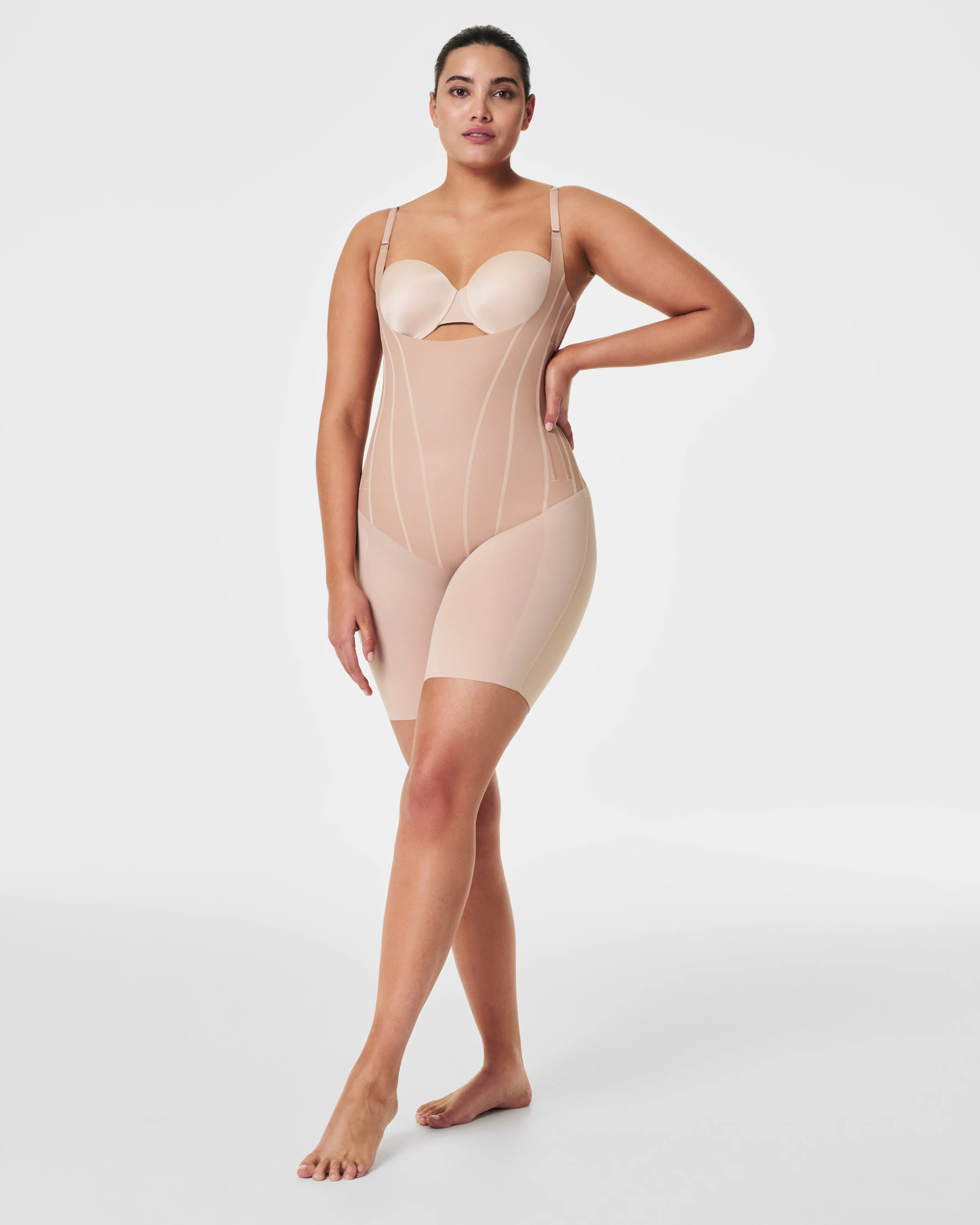 SPANXsculpt™ TotalContour Open-Bust Mid-Thigh Bodysuit