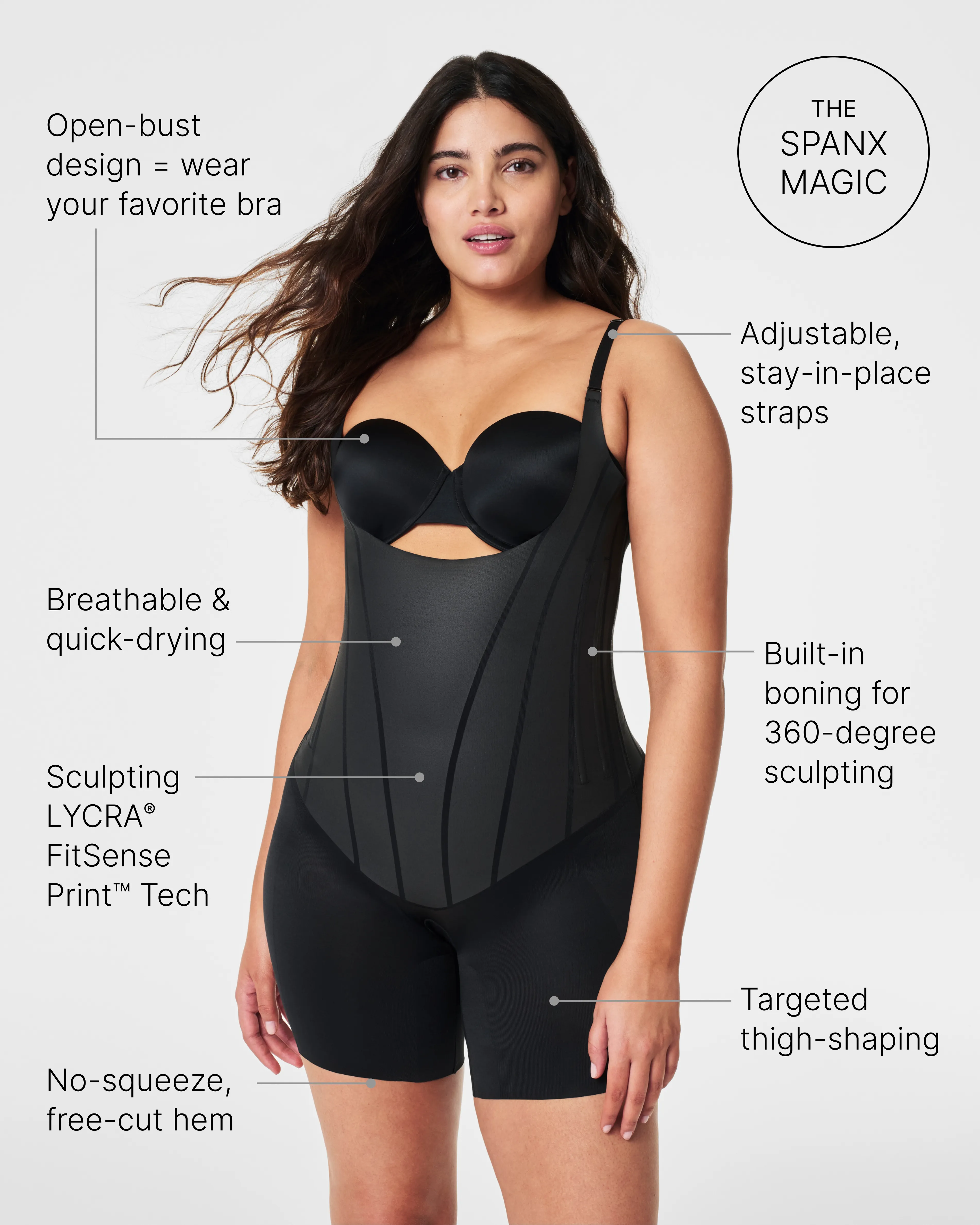 SPANXsculpt™ TotalContour Open-Bust Mid-Thigh Bodysuit