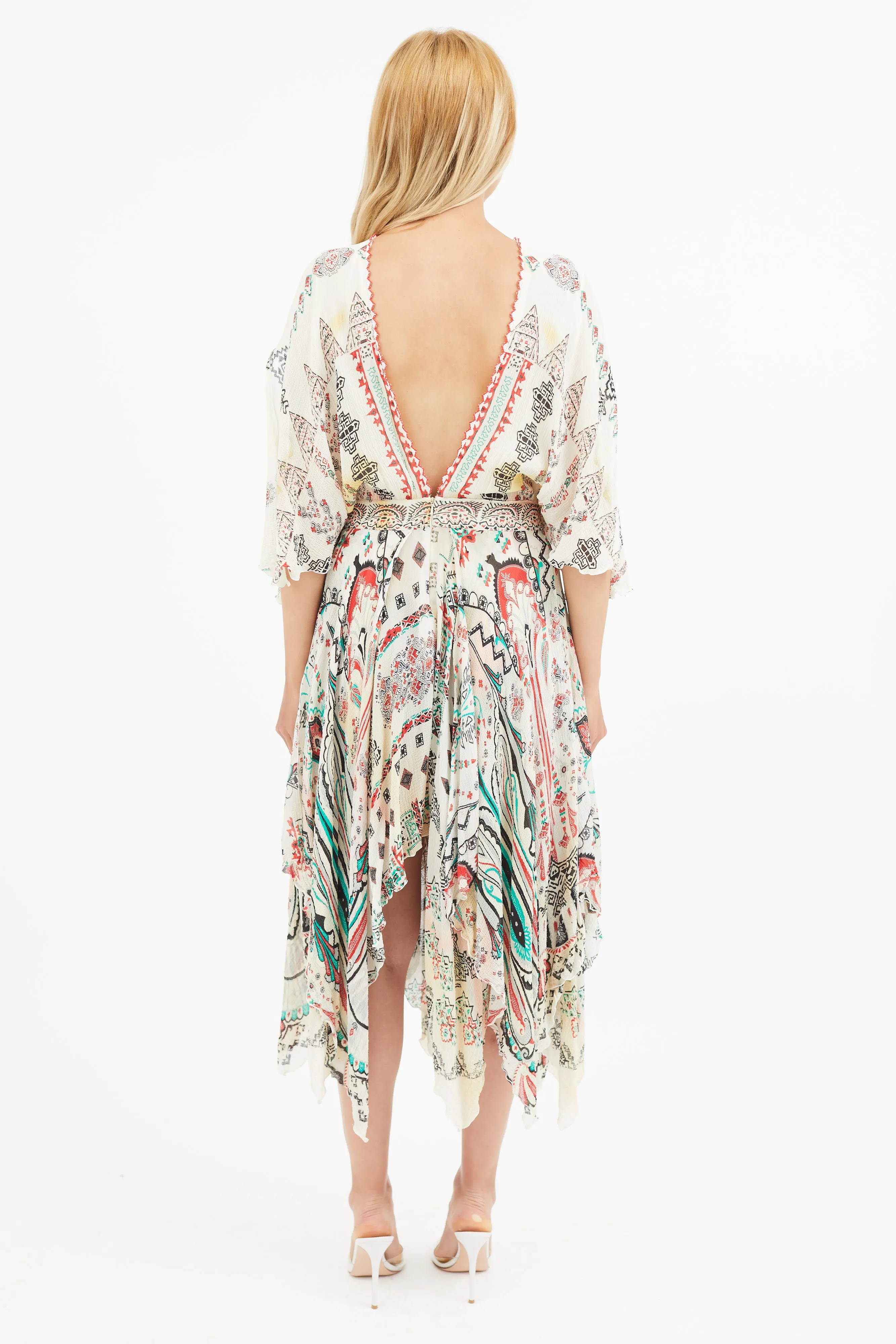 Spring 2015 Cream & Multi Silk Print Dress