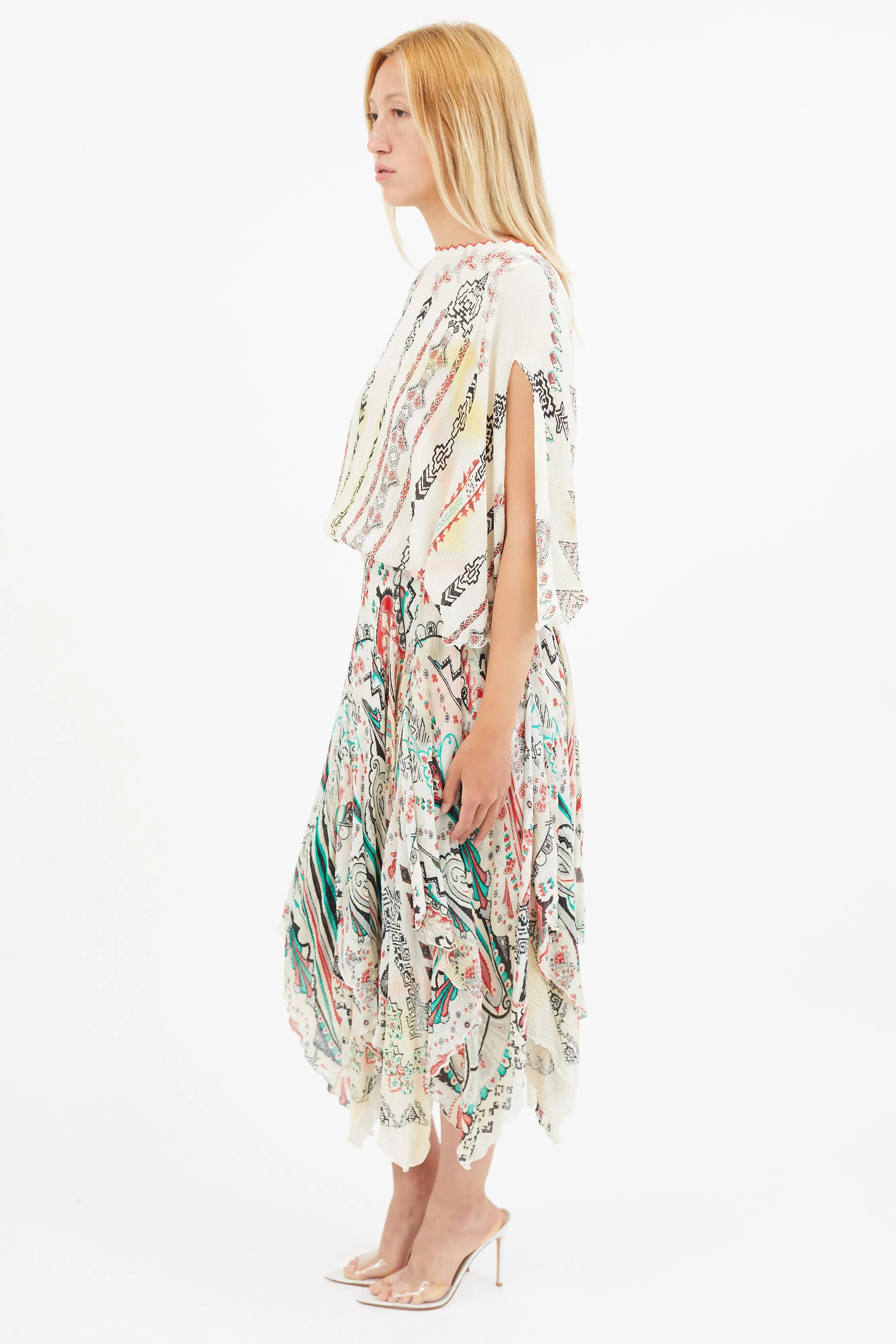 Spring 2015 Cream & Multi Silk Print Dress