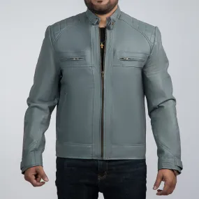 Starboy Grey Leather Biker Jacket