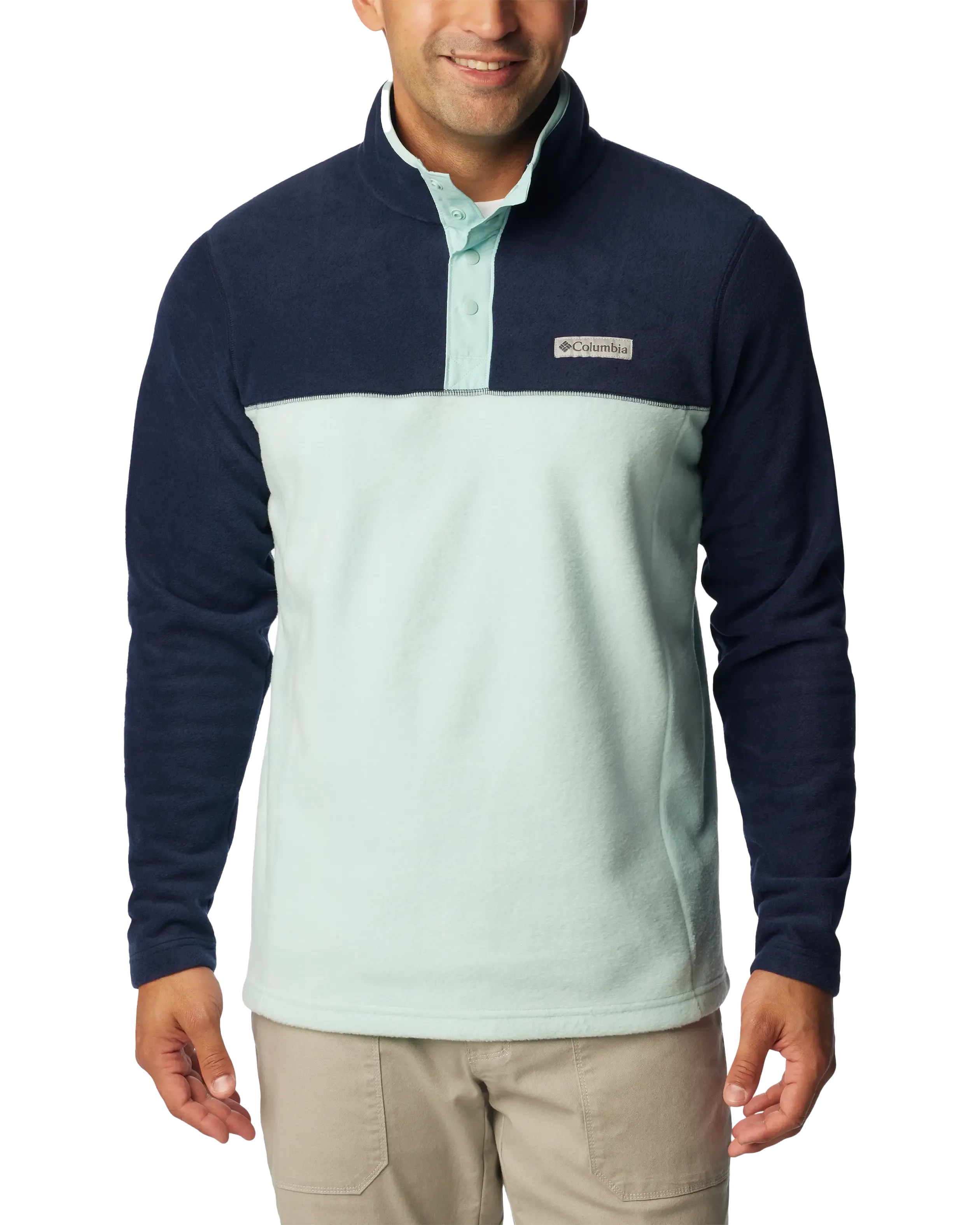 Steens Mountain Half Snap Fleece Jacket in Spray & Collegiate Navy