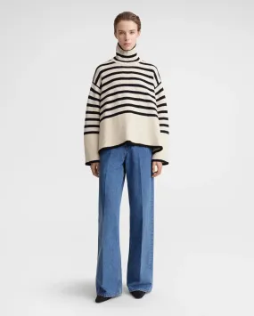 STRIPE TURTLENECK / SAND