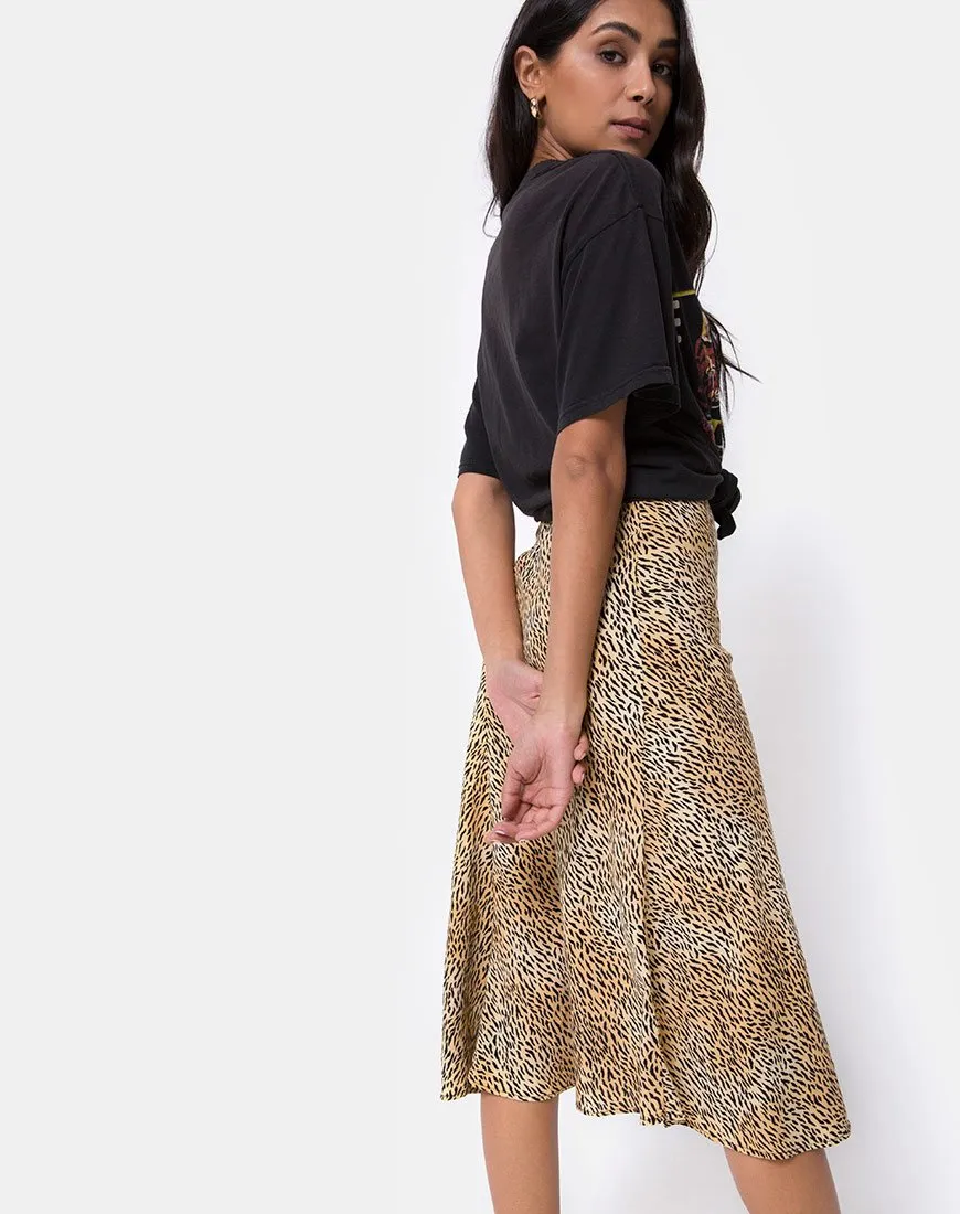 Tauri Midi Skirt in Mini Tiger Brown