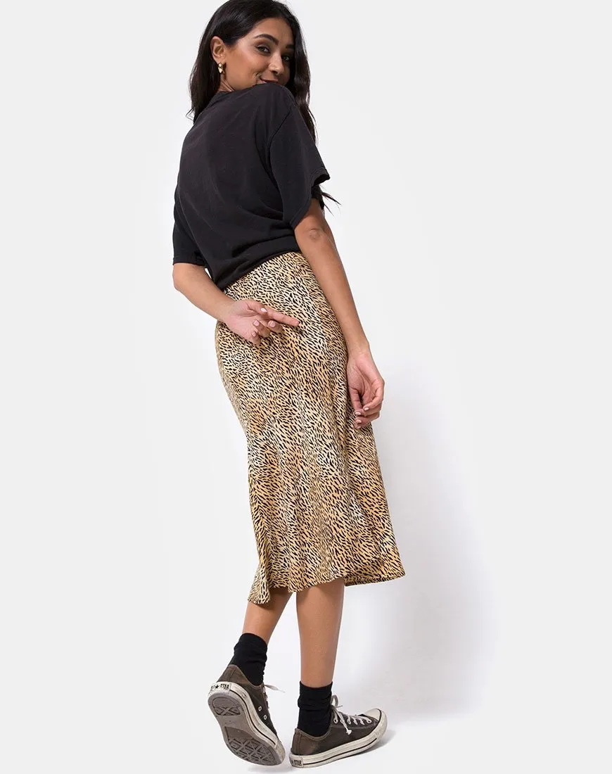 Tauri Midi Skirt in Mini Tiger Brown